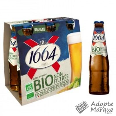 1664 Bière Blonde Bio 5,5% vol. Les 6 bouteilles de 25CL