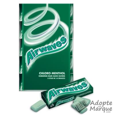 Airwaves Chewing-Gum Chloro Menthol Sans Sucres Les 5 étuis de 14G - 70G