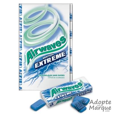 Airwaves Chewing-Gum Menthol Extreme Eucalyptus Sans Sucres Les 5 étuis de 14G - 70G