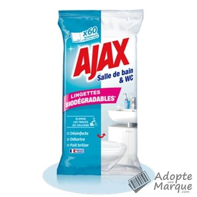 Ajax Lingettes Nettoyantes - Salle de bain & WC Le paquet de 60 lingettes