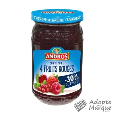 Andros Confiture Allégée de 4 Fruits Rouges Le bocal de 350G