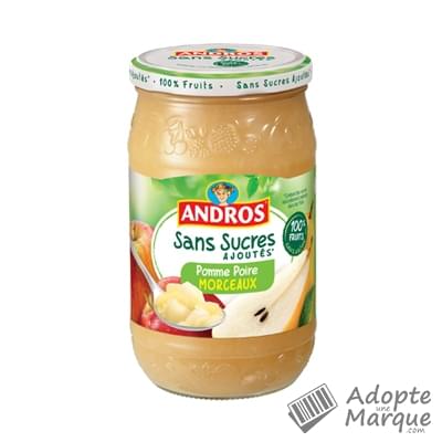 Andros Dessert fruitier® Pommes Poires Morceaux Sans Sucres Ajoutées Le bocal de 695G