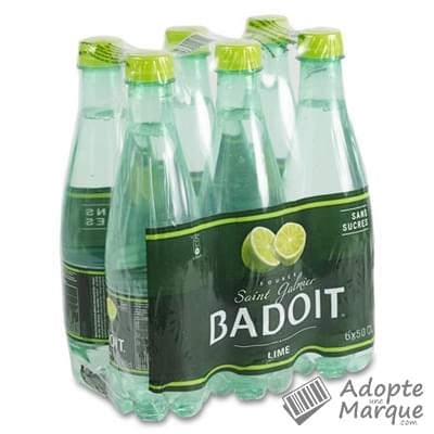 Badoit Boisson à l'eau minérale pétillante - Saveur Citron vert - Sans sucres Les 6 bouteilles de 50CL