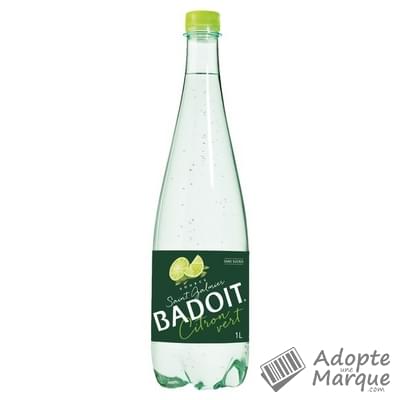 Badoit Boisson à l'eau minérale pétillante - Saveur Citron vert - Sans sucres La bouteille de 1L