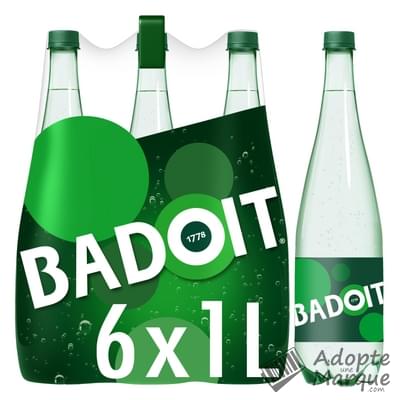 Badoit Verte - Eau minérale naturelle gazeuse - Finement pétillante Les 6 bouteilles de 1L