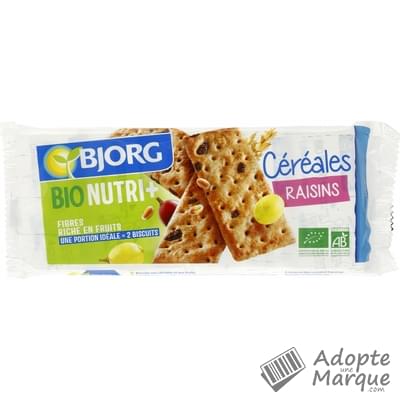 Bjorg Biscuits Céréales & Fruits Raisins Le paquet de 218G