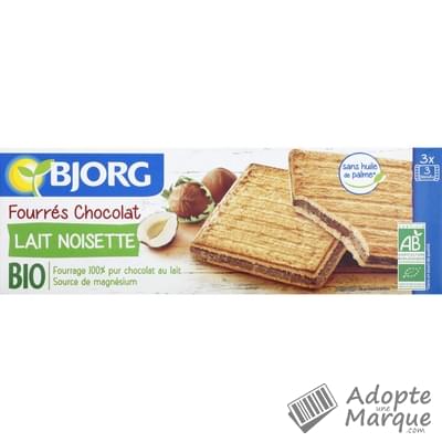 Bjorg Biscuits fourrés au Chocolat au Lait & Noisettes Le paquet de 225G