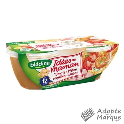 Blédina Les Idées de Maman - Tomates, Pâtes coquilles & Jambon (dès 12 mois) Les 2 bols de 200G