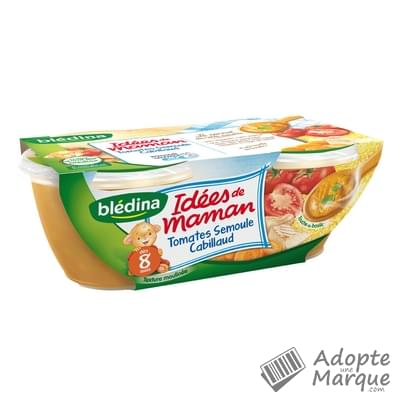 Blédina Les Idées de Maman - Tomates, Semoule & Cabillaud (dès 8 mois) Les 2 bols de 200G