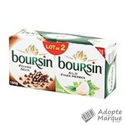 Boursin Fromage - Ail & Fines Herbes et Poivre Noir Les 2 boîtes de 150G