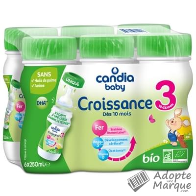 Candia Baby Croissance Bio - Lait liquide 3ème âge (de 10 à 36 mois) Les 6 bouteilles de 25CL