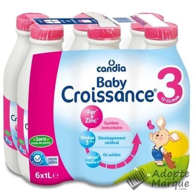 Candia Baby Croissance - Lait liquide 3ème âge (de 10 à 24 mois) Les 6 bouteilles de 1L