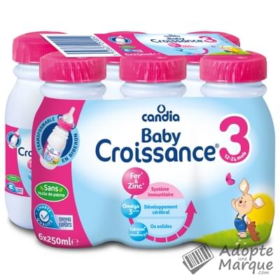 Candia Baby Croissance - Lait liquide 3ème âge (de 10 à 24 mois) Les 6 bouteilles de 25CL
