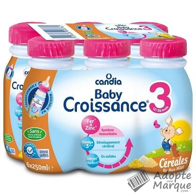 Candia Baby Croissance - Lait liquide 3ème âge Céréales (dès 10 mois) Les 6 bouteilles de 25CL