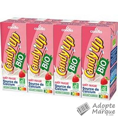 Candia Candy'Up BIO - Boisson lactée goût Fraise Les 4 briques de 20CL