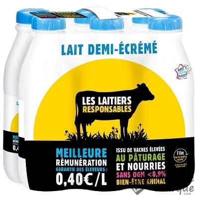 Candia Les Laitiers Responsables - Lait demi-écrémé Les 6 bouteilles de 1L