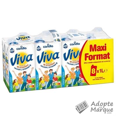 Candia Viva - Lait demi-écrémé vitaminé Les 8 briques de 1L