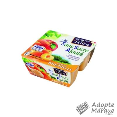 Charles & Alice Desserts aux fruits - Sans sucres ajoutés - Saveur Pommes & Mirabelles Les 4 pots de 97G