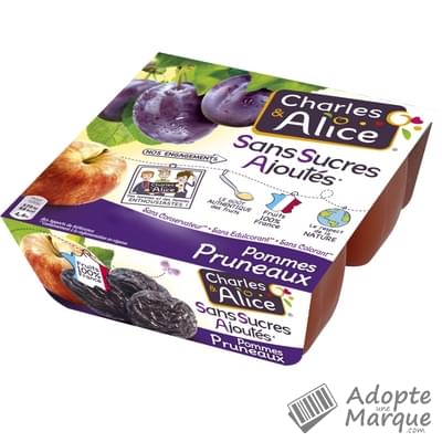 Charles & Alice Desserts aux fruits - Sans sucres ajoutés - Saveur Pommes & Pruneaux Les 4 pots de 100G
