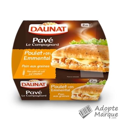 Daunat Pavé Le Campagnard (Poulet rôti, Emmental & Pain aux graines) Le sandwich de 180G