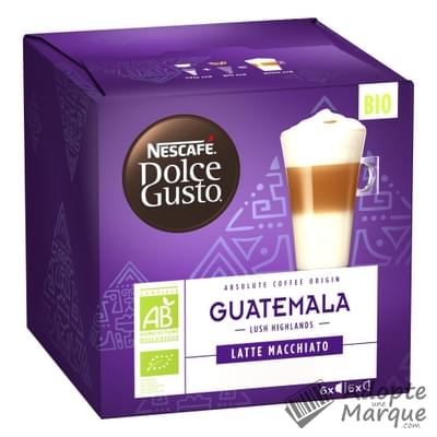 Dolce Gusto Capsules de Café Absolute Origin Latte Macchiato Guatemala Bio La boîte de 12 capsules