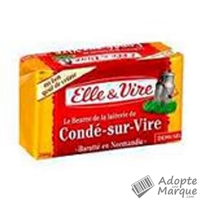 Elle & Vire Beurre de Condé-sur-Vire Demi-sel 80%MG La plaquette de 250G