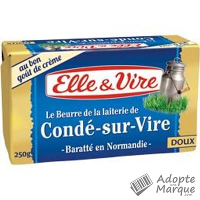 Elle & Vire Beurre de Condé-sur-Vire Doux 82% MG La plaquette de 250G