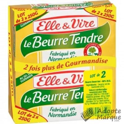 Elle & Vire Beurre Demi-Sel fabriqué en Normandie 60%MG Les 2 plaquettes de 250G