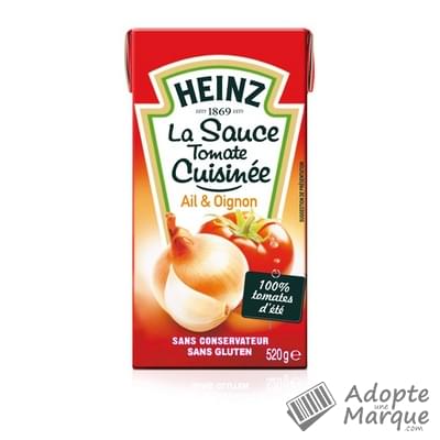 Heinz Sauce Tomate Cuisinée Ail & Oignon La brique de 520G