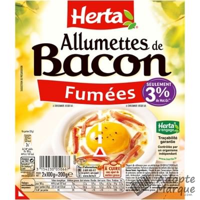 Herta Allumettes de Bacon Fumées Les 2 barquettes de 100G