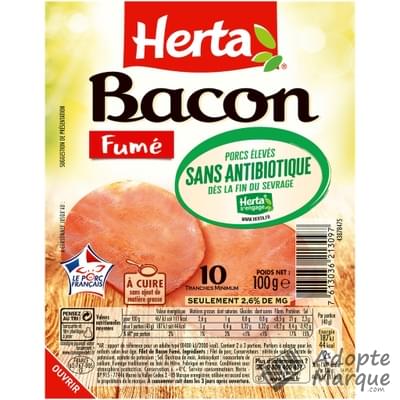 Herta Bacon Fumé sans Antibiotique La barquette de 100G