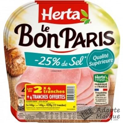 Herta Le Bon Paris - Jambon -25% de Sel Les 3 barquettes de 4 tranches - 3x140G