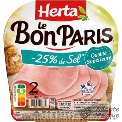 Herta Le Bon Paris - Jambon -25% de Sel La barquette de 2 tranches - 70G