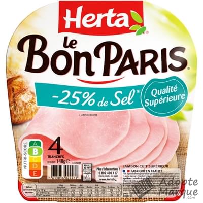 Herta Le Bon Paris - Jambon -25% de Sel La barquette de 4 tranches - 140G