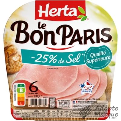 Herta Le Bon Paris - Jambon -25% de Sel La barquette de 6 tranches - 210G