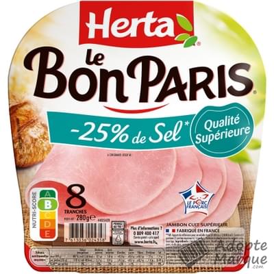 Herta Le Bon Paris - Jambon -25% de Sel La barquette de 8 tranches - 280G
