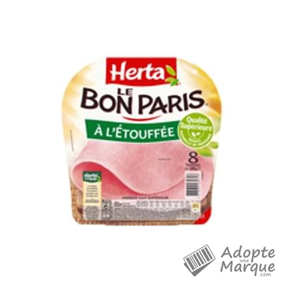 Herta Le Bon Paris - Jambon cuit à l'Etouffée Sans Couenne La barquette de 8 tranches - 340G