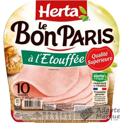Herta Le Bon Paris - Jambon à l'Etouffée La barquette de 10 tranches - 425G