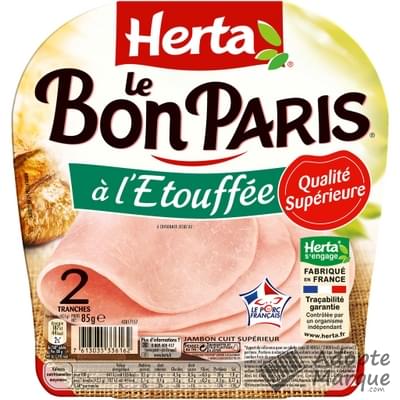 Herta Le Bon Paris - Jambon à l'Etouffée La barquette de 2 tranches - 85G