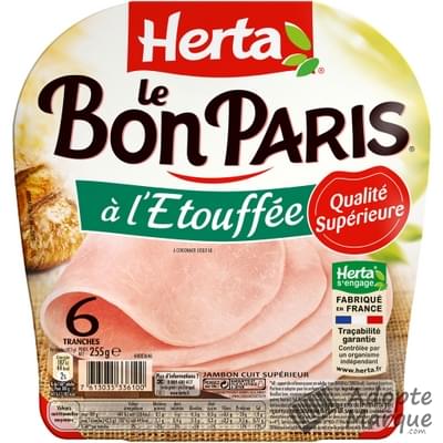 Herta Le Bon Paris - Jambon à l'Etouffée La barquette de 6 tranches - 255G