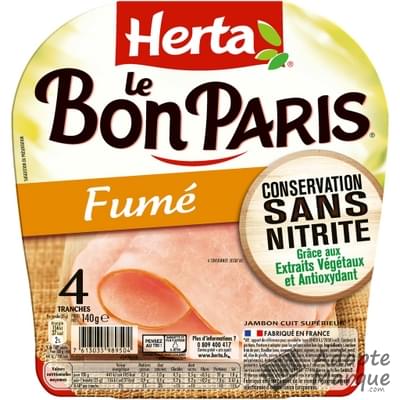 Herta Le Bon Paris - Jambon Fumé Conservation sans Nitrite La barquette de 4 tranches - 140G