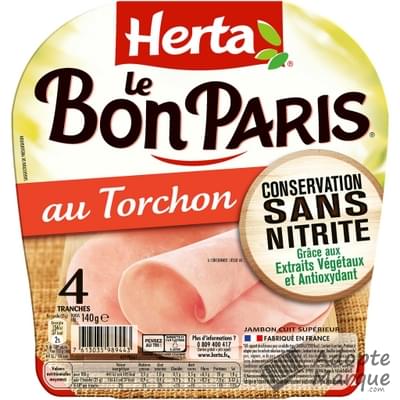 Herta Le Bon Paris - Jambon au Torchon Conservation sans Nitrite La barquette de 4 tranches - 140G