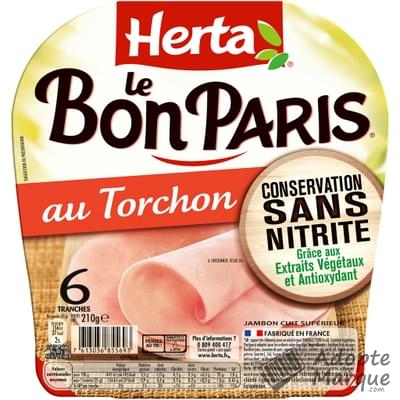 Herta Le Bon Paris - Jambon au Torchon Conservation sans Nitrite La barquette de 6 tranches - 210G