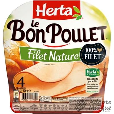 Herta Le Bon Poulet - Filet de Poulet Nature La barquette de 4 tranches - 120G