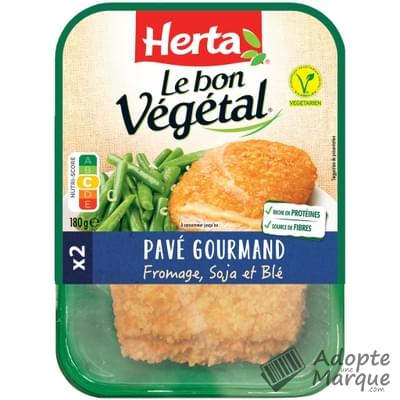 Herta Le Bon Végétal - Pavé Gourmand Fromage, Soja & Blé La barquette de 180G