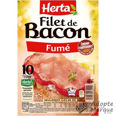 Herta Filet de Bacon Fumé - Tranches Fines Les 10 tranches - 100G