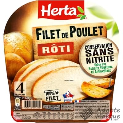 Herta Filet de Poulet Rôti Conservation sans Nitrite La barquette de 4 tranches - 120G