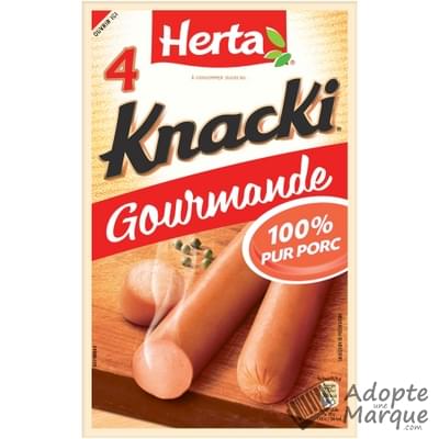 Herta Knacki Gourmande - Saucisses de Strasbourg 100% Pur Porc Le sachet de 4 saucisses - 280G