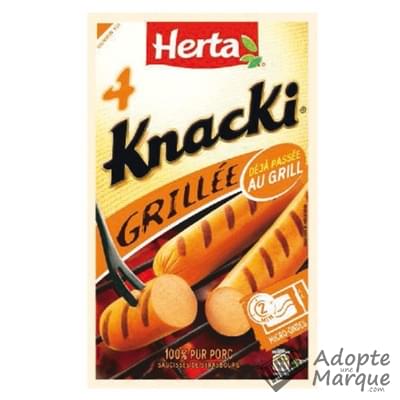 Herta Knacki Grillée - Saucisses de Strasbourg 100% Pur Porc Le sachet de 4 saucisses - 280G