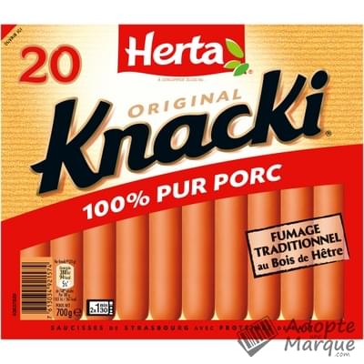 Herta Knacki Original - Saucisses de Strasbourg 100% Pur Porc Le paquet de 20 saucisses - 700G